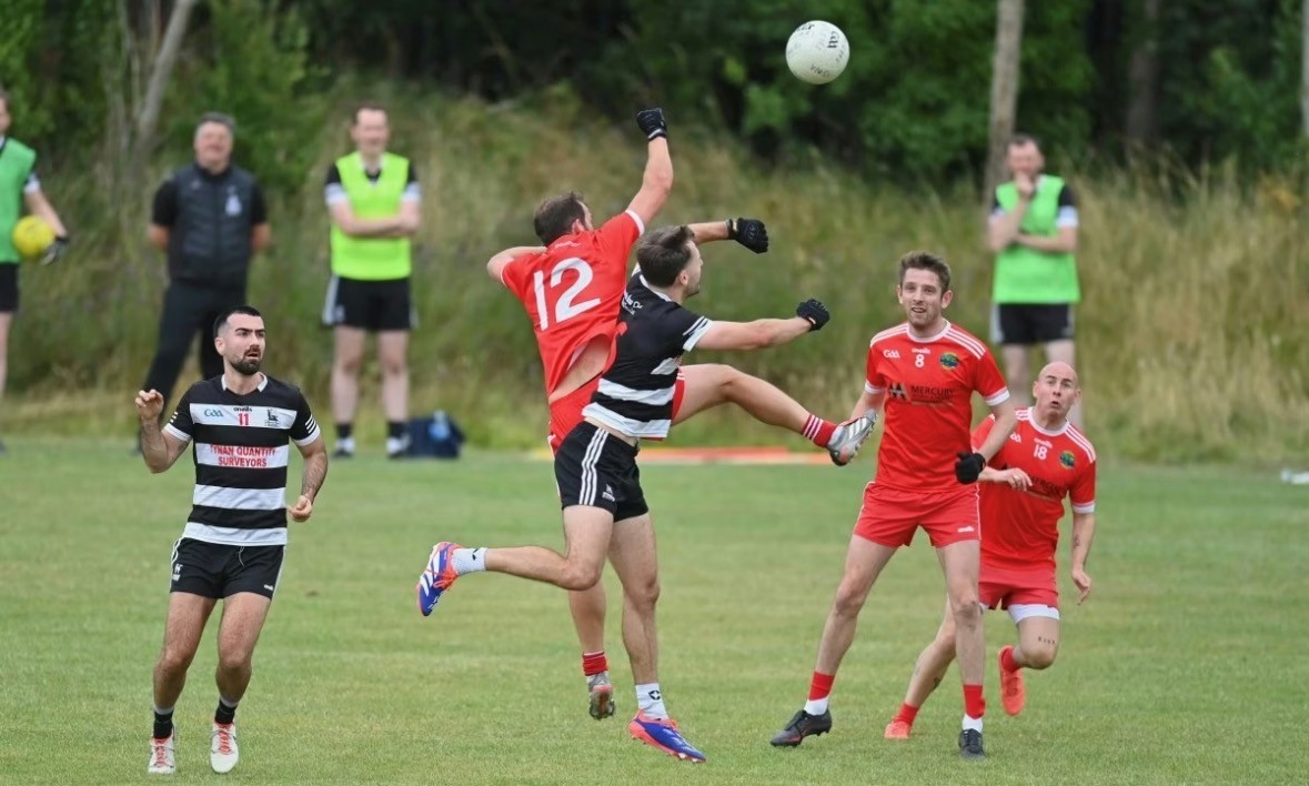 St Agnes senior football action against St James’ Aldergrove